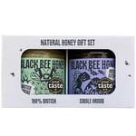 Black Bee Honey Gift Set - x2 227g British Raw Honey Pack, Soft Set Creamy and Light Spring Honey and Thick Aromatic Autumn Honey, Unprocessed, Pure From Hive to Jar - Delicious Gifts for her and him