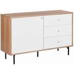 Commode Buffet Blanche en mdf et Métal avec 3 Tiroirs et Compartiment de Rangement Spacieux et Pratique pour Chambre ou Salon Moderne Beliani