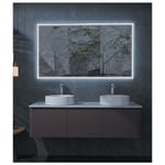 Miroir de salle de bain carré avec lumière frontale Modèle SUISSE noir 140x60 [ LEDIMEX® ]