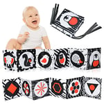 Vicloon Livre D'eveil Double Face en Tissu,Livre Tissu Bébé Livre Noir et Blanc Bébé Pliable Réutilisable,pour 6-12 Mois et Tout-Petits,Favorise développement Cerveau Bébé (Noir-d)