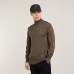 Premium Core Mock Neck Knitted Sweater - Brown - Men