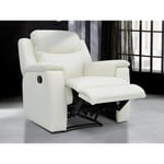 Vente-unique Fauteuil relax EVASION en cuir - blanc ivoire