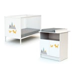 WEBABY - Chambre bébé lit et commode à langer en bois