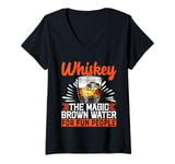 Womens Whiskey The Magic Brown Water For Fun People V-Neck T-Shirt