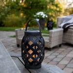 STAR TRADING Flame Lantern -LED-lyhty, musta, korkeus 23 cm