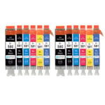 12 Ink Cartridges (6 Set) for Canon PIXMA TS8100, TS8152, TS8251, TS8350, TS9150