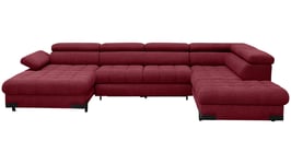 Canapé d'angle convertible 5 places SELVA coloris rouge