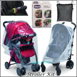 Chicco Universal Stroller Pushchair Accessories Kit Rain Cover Net Bag NEW