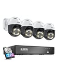 ZOSI 4K PoE Security CCTV Camera System, 4pcs 5MP Outdoor Pan/Tilt PoE IP Cameras with Starlights Night Vision, Auto Tracking, AI Face Person Vehicle Detect, 8 Port 16CH 4K NVR with 2TB HDD