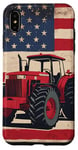 Coque pour iPhone XS Max Rouge abstrait ethnique tracteur patriotique drapeau américain ferme