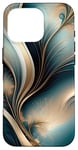 Coque pour iPhone 16 Pro Golden Breeze – Motif abstrait bleu sarcelle et doré