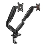 Amazon Basics Gas Spring Dual Computer Monitor Arm Mount, Adjustable, Holds Monitors up to 27 Inches (68.6 cm), Black