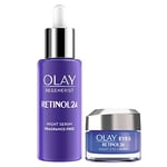 Olay Retinol 24 Face Serum + Eye Cream, Anti Ageing Night Serum & Night Eye Cream, Smooths Fine Lines, 40ml + 15ml