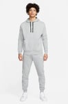 Nike Sportswear Sport Essential Mens Fleece Hooded Tracksuit Grey/White Cotton - Size X-Large