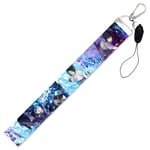 Chutoral Anime Naruto cou lanière collier téléphone sangles porte-clés, tour de cou pour porte-Badge d'identité sacs accessoires cadeau pour les Fans d'anime(Sasuke Uchiha-Keychain Lanyard 2)