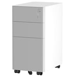 YITAHOME Mobile Caisson Bureau avec 3 Tiroirs, Métal Caisson de Rangement avec roulettes, Meuble de Bureau Caisson Tiroir Bureau avec Serrure pour Dossiers Suspendus, Blanc et Gris, 45 x 30 x 61cm