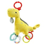 Fehn Activité Jouet Dino - Jouet de motricité avec anneau de fixation - Animal de jeu avec éléments de préhension à saisir et à découvrir - Doudou pour bébés et jeunes enfants à partir de 0+ mois