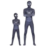 Barn svart Spiderman kostym Halloween Jumpsuit Cosplay Mask Set 140cm 150cm