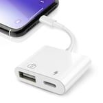 Saliop USB-adapter för iPhone/iPad, USB OTG-adapter och laddningsport 2 i 1, kameraadapter som stöder ljud/MIDI-gränssnitt och kortläsare