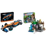 LEGO 42141 Technic McLaren Formula 1 2022 Replica Race Car Model Building Kit & Minecraft The Skeleton Dungeon Set, Construction Toy for Kids with Caves