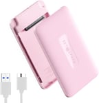 Boîtier Disque Dur 2.5, Boitier Disque Dur USB-C pour SSD et HDD 7mm 9,5mm, Boitier Disque Dur Externe 3.0 Haute Vitesse 5Go, Protocole de USAP et Trim-Rose