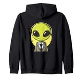 Smiling Alien in Suit with Tie Outfit for Boys and Girls Zip Hoodie