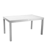 TABLE DE JARDIN EXTENSIBLE BLANC 150/210X90 H 73 EN ALUMINIUM MOD. SULLIVAN