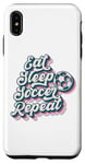 Coque pour iPhone XS Max Ballon de sport pour hommes, femmes, garçons et filles avec inscription « Eat Sleep Soccer Repeat »