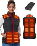 Warmy Veste Chauffante Femme avec Batterie incluse 15000mAh,Gilet Chauffant Femme avec 13 Zones de Chaleur 3 Modes, Gilet Chauffant Electrique pour Plein Air(S)