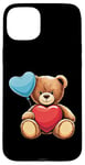 Coque pour iPhone 15 Plus Ours en peluche coeur amour joyeux Saint-Valentin