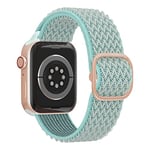 FVKOOG Bandes élastiques en nylon stretch Solo Loop compatibles avec Apple Watch 45 mm, 44 mm, 42 mm, réglables et tressées pour iWatch Série 8/7/6/5/4/3/2/1/SE, Cyan