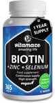 Biotin Hair Growth 10.000 mcg - with Selenium and Zinc - 365 Days Supply for and