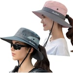 Solhatt Dam Herr 3u201d Bred brätte UPF 50+ Fiske Strand Bucket Hats Pink Grey