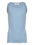 Beatha Silk Top W/ Lace Blue Rosemunde Kids