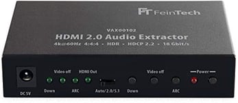 FeinTech VAX00102 Extracteur audio HDMI 2.0 ARC 4K HDR Noir