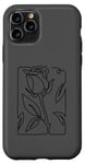 Coque pour iPhone 11 Pro Rose noire abstraite dessin minimaliste Line Art