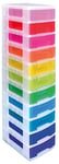 Really Useful Plastic Storage Box Storage Tower 11x7 Litre Clear Frame with Rainbow Drawers