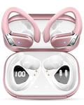 Wireless Earbuds, 2024 Bluetooth 5.4 Headphones Sports, 50H Stereo Wireless Earphones with Mic CVC 8.0 Noise Reduction, 1.5 H Fast Charge, IP7 Waterproof Wireless Headphones for Running, Rose gold