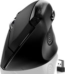 Gamer Souris Ergonomique Sans Fil, Grande Souris Optique Sans Fil 2.4G Avec 800/1200/1600 Dpi, Souris Verticale Sans Fil Pour Ordinateur Portable, Mac, Pc, Bureau (Pour Droitier),Noir