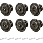 Ahlsen - Boutons de Meubles, 6 Pièces Boutons de Tiroir,Bouton D'armoire Vintage, pour Commode Armoires de Cuisine Style Bronze (Bronze)