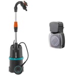 Pompe pour collecteur d’eau de pluie Gardena 4000/1 avec câble : pompe immergée avec filtre intégré & CHACON Programmateur mécanique étanche