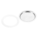 6pcs Silicone Gasket 2pcs Filter Screen 59x50mm for 3-Cup Mocha Coffee Pot