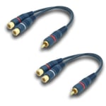 RCA-ljudkabeldelare RCA Y-adapterkabel 20 cm RCA till JACK 1 hane till 2 hon-RCA-kabel för subwoofer Phono (RCA Y-kabel, 2 stycken, blå)