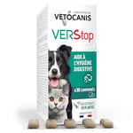 Vetocanis, Comprimés contre les Vers à base d'Extraits de Plantes pour Chat et Chien, Lot de 2 Boîtes x 30 , Contre les vers Chiens et Chats Toutes Races et Tous Âges , Arôme Viande