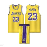 Lakers No. 23 James Basketball Jersey Set Yellow Adult 2XL (170-175cm)