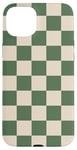 iPhone 15 Plus Green and Cream Classic Checkered Big Vintage Checkerboard Case