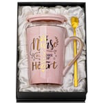 Best Nurse Gifts for Women, Nurse is a Work of Heart - 14oz Gold Printed Pink Ceramic Coffee Mug, Christmas Birthday Thank You Gift Present for Nursing School Student Graduation Nurses Day, Gift Boxed