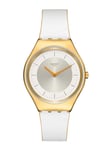 SWATCH Pearl Gleam SYXG128 Silver tavla, Guld boett, Vitt armband