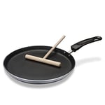 GSW Poêle à crêpe en Aluminium pour Induction Gris/Noir 26 cm avec répartiteur de pâte 26 cm