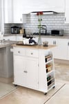 Rolling Kitchen Trolley with Rubber Wood Top